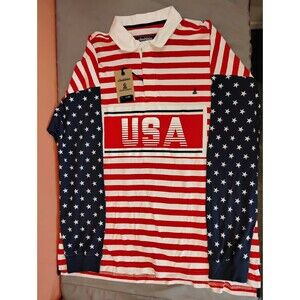 Men's Chubbies The Freedom Ring Rugby Shirt Long Sleeve Red White Blue XL